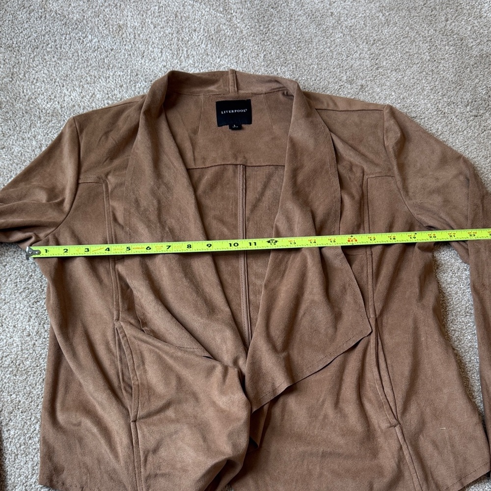 Liverpool  Women's Tan Brown Blazer Drapey Jacket Size Large 12-14 Faux Suede - Picture 5 of 12